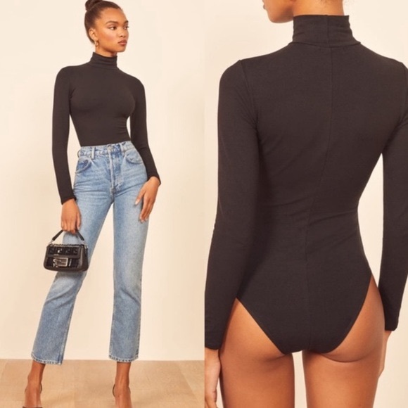 Reformation Tops - Reformation “Navia” Black Turtleneck Long Sleeve Sweater Bodysuit